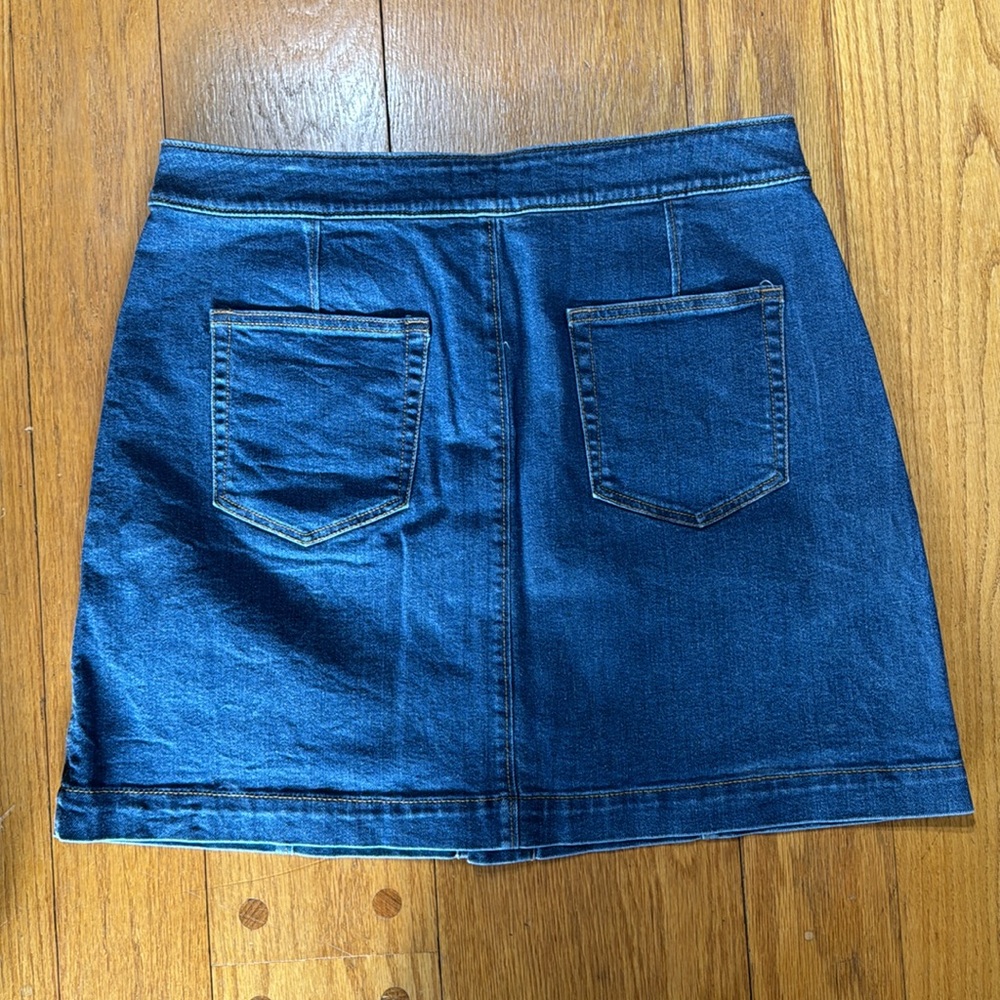 LOFT Womens 12 Jean Skirt Buttons Down Front Pockets - Picture 2 of 7
